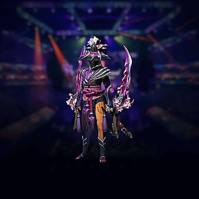 Anti-Mage - Proselyte of the Sakura Crownfall 2024 Collector's Cache persona skin showcasing sakura-themed armor and cherry blossom effects in Dota 2.