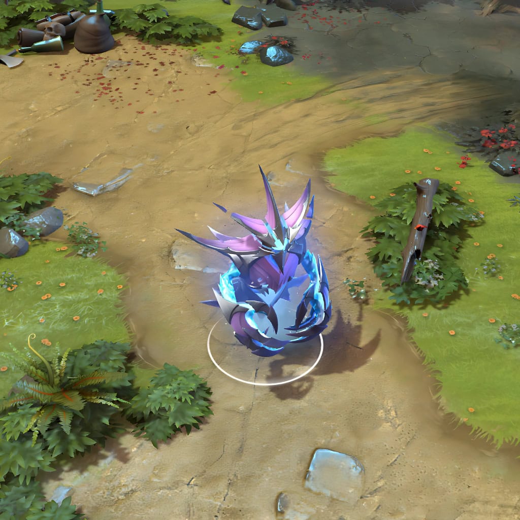 Ancient Apparition shown in-game wearing the Frozen Nova set. The void-forged armor, translucent glacial shards, menacing star-like crown with its glowing cyan core, and pincer-like claws are clearly visible, showcasing the set's full impact.