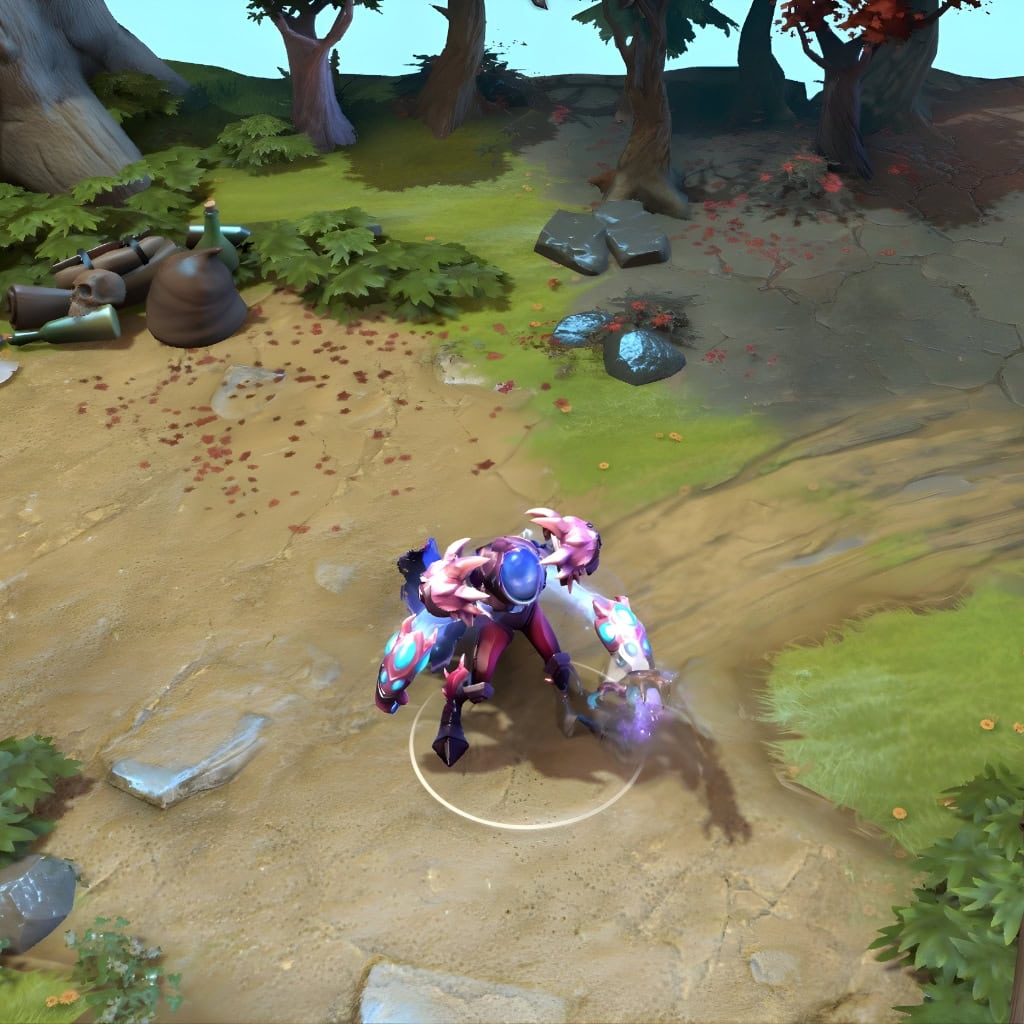 A gameplay screenshot of Arc Warden's default model in Dota 2. This serves as a baseline to contrast with the visually impactful, transformed aesthetic of the rare Fractured Envoy set from The International 2016 Collector's Cache.