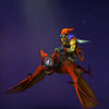 The default skin of Batrider, shown for comparison with the Prized Acquisitions set. This highlights the transformation with an exquisite mechanical parrot mount, vibrant colors, complex gears, a custom helmet, goggles, and adventurous outfit, creating a unique jungle explorer theme.