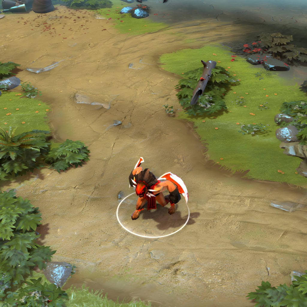 A gameplay screenshot of Bloodseeker's default model in Dota 2. This serves as a baseline to contrast with the enhanced in-game visuals, terrifying molten aesthetic, and smoldering particle effects of the Fury of the Bloodforge cosmetic set.
