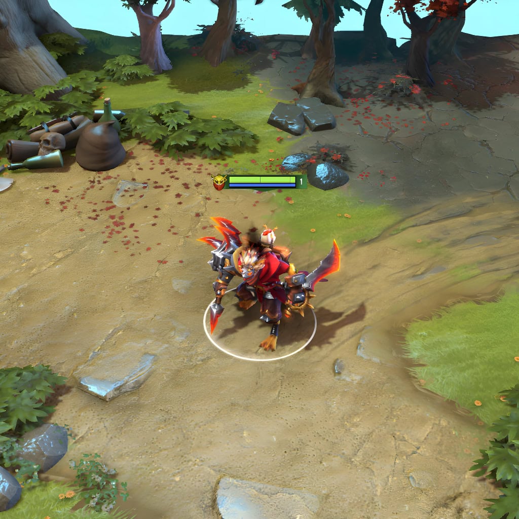 Gameplay screenshot showcasing the Heartless Hunt set for Bounty Hunter from The International 10 Collector's Cache.