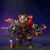 Image of the Heartless Hunt cosmetic set for Bounty Hunter, from The International 10 Collector's Cache in Dota 2, featuring fiery red and gold armor with a menacing, grinning mask and glowing weapons.