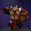 The default skin of Brewmaster, shown for comparison with the Loaded Prospects set. This highlights the transformation from his traditional monk design to a rugged, industrial prospector with a miner's helmet, reinforced keg, and heavy-duty mace.