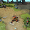 Bristleback shown in-game wearing the Barbarous Blades set. His back, erupting with jagged magenta and green crystals, fearsome horned helm with glowing green eyes, and brutal mace with embedded crystals are clearly visible, showcasing the set's raw, cosmic power and intimidation.