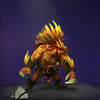 The default skin of Bristleback, shown for comparison with the Barbarous Blades set. This highlights the complete visual overhaul into a cosmic-powered, intimidating figure, contrasting his standard appearance with a crystalline carapace, fearsome horned helm, and a brutal mace.