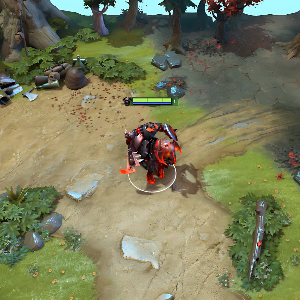 Gameplay screenshot of Chaos Knight's default skin, for comparison with the Talons of the Endless Storm set from the TI10 Collector's Cache II.