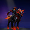 The default skin of Chaos Knight, shown for comparison with the Wrath of the Celestial Sentinel set. This highlights the transformation into an aura of otherworldly might, featuring a majestic celestial Qilin mount, ornate fiery armor, and an imposing horned visage.
