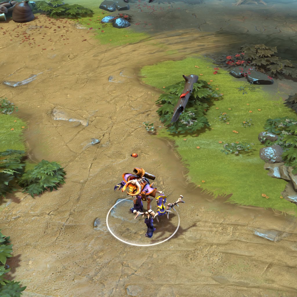 A gameplay screenshot of Clinkz's default model in Dota 2. This serves as a baseline to contrast with the enhanced in-game silhouette, imposing centurion aesthetic, and unique blazing infernal energy effects of the Withering Pain cosmetic set.