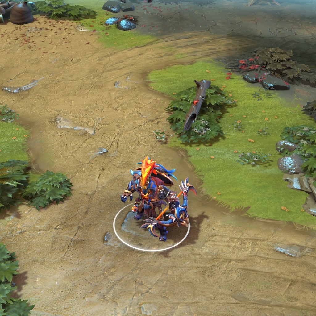 Clinkz shown in-game wearing the Withering Pain set. The corrupted centurion's helm with its fiery plume, the blazing infernal energy core in his chestplate, and the exquisitely designed bow are all clearly visible, showcasing the set's full impact and commanding presence during teamfights.