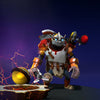 The default skin of Clockwerk, shown for comparison with the Apex Automated set. This highlights the transformation into a fearsome mecha-dinosaur, featuring a T-Rex-inspired helmet, articulated reptilian armor, an integrated shoulder cannon, and custom Power Cogs.