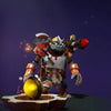 The default skin of Clockwerk, shown for comparison with the Seadog's Stash set. This highlights the transformation into a buccaneer lord, featuring full pirate regalia, a robotic parrot companion, and a molten anchor weapon.