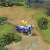 Crystal Maiden's Wolf Persona shown in-game wearing the Narwolf Nebula set. The nebula-patterned pelt, ornate golden armor, glowing unicorn horn, and twinkling star particle effects along its back and astral light from its paws are clearly visible, showcasing the set's full impact.