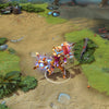 Dawnbreaker shown in-game wearing the Perception of the First Light set. The ornate golden and white armor with glowing blue accents, celestial hammer, and striking crimson hair are clearly visible, showcasing the set's full impact during gameplay.