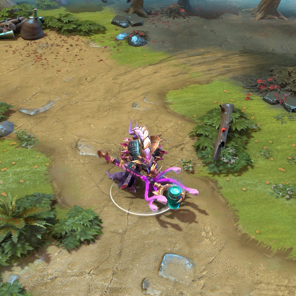 Dazzle shown in-game wearing the Dezun Viper set. His ornate, serpentine-themed gold detailing, mesmerizing purple accents, imposing snake-adorned headdress, and mystical staff with writhing snake heads and a purple glow are clearly visible, showcasing the set's full impact during a Dota 2 match.