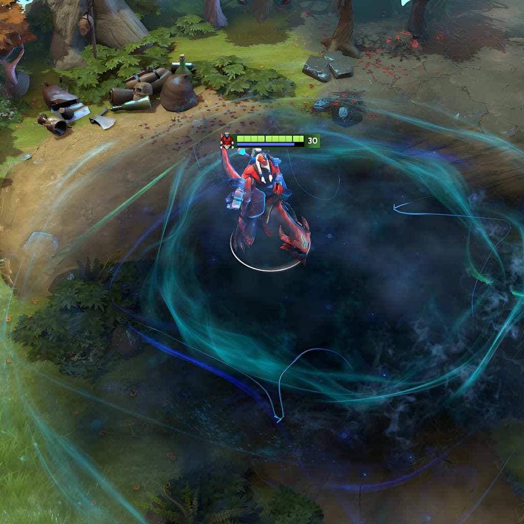 Gameplay screenshot of Disruptor's default skin, for comparison with the Fury of the Righteous Storm set from the TI10 Collector's Cache.