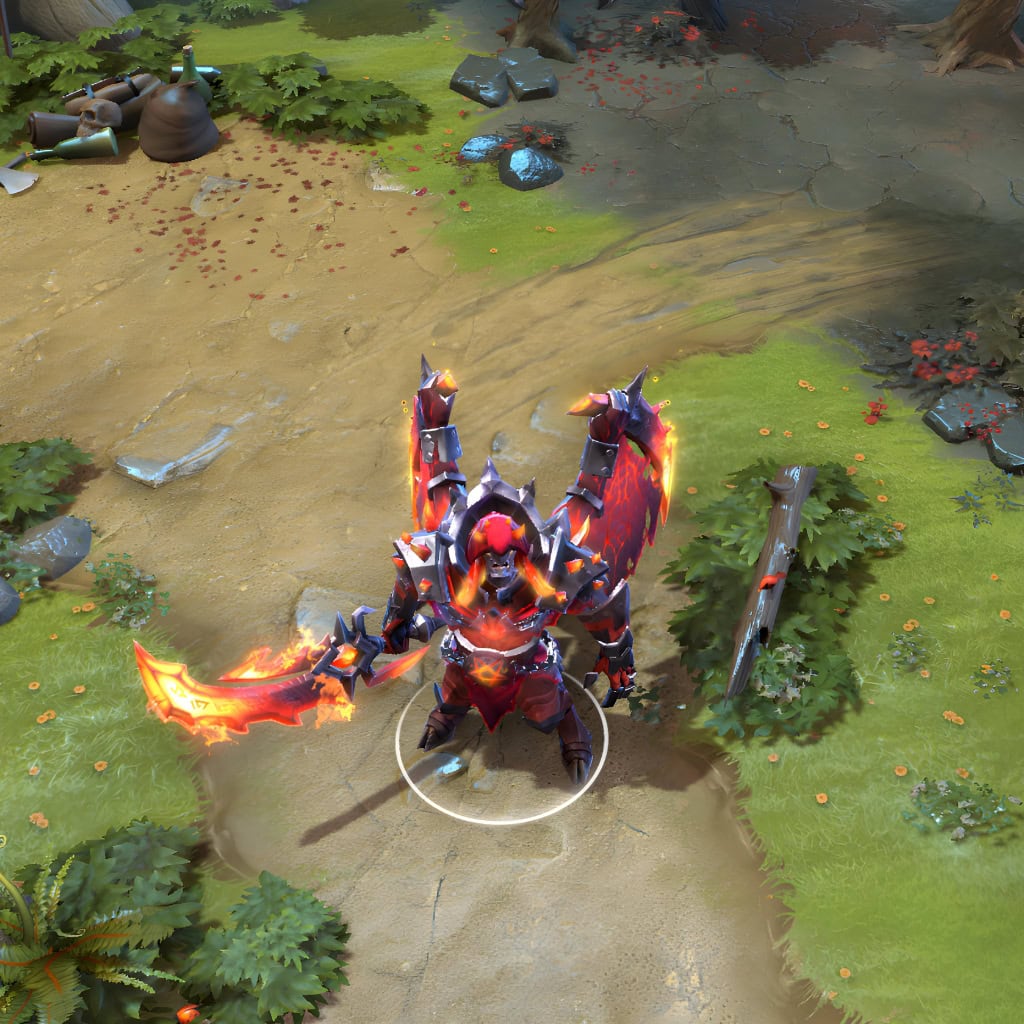 Doom shown in-game wearing the Litany of the Damned set. The Molten Fracture wings glowing with embers, the persistently flaming Runebound Inferno Blade, and the prominent chest-plate pentagram are clearly visible, showcasing the set's full intimidating impact.