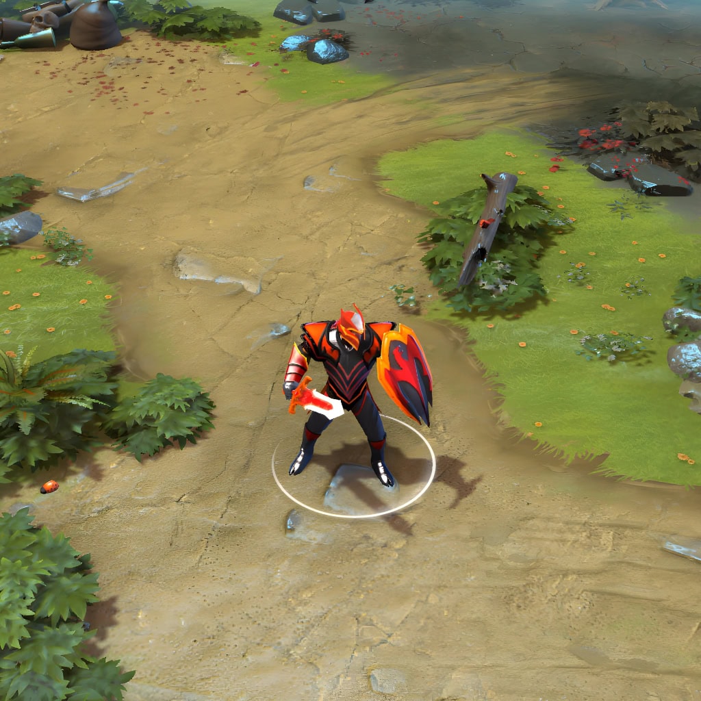 A gameplay screenshot of Dragon Knight's default model in Dota 2. This serves as a baseline to contrast with the enhanced in-game visuals and the breathtaking custom Elder Dragon Form of the Silverwurm Sacrifice set.