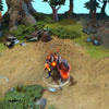 Dragon Knight shown in-game wearing the Scorched Amber set. The molten core armor, incandescent blade with fiery effects, ember-forged helm, and the unique custom Scorched Amber Dragon Form (where applicable) are clearly visible, showcasing the set's full impact.
