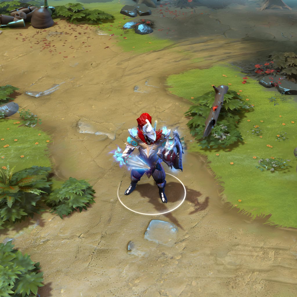 Dragon Knight in-game wearing the Silverwurm Sacrifice set, focusing on his knight form. The image showcases the ornate silver plate armor with pulsating blue energy, the unique helm, the glowing sword, and the draconic shield. Ethereal flame particle effects are visible, highlighting the set's full impact during gameplay.