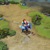 Dragon Knight in-game wearing the Silverwurm Sacrifice set, focusing on his knight form. The image showcases the ornate silver plate armor with pulsating blue energy, the unique helm, the glowing sword, and the draconic shield. Ethereal flame particle effects are visible, highlighting the set's full impact during gameplay.