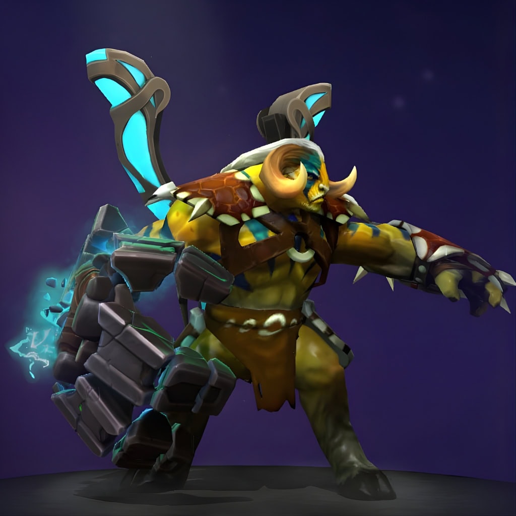 Dota 2 Immortal item, Vise of Creation, is a massive stone-like bracer for Elder Titan that crackles with brilliant turquoise energy.