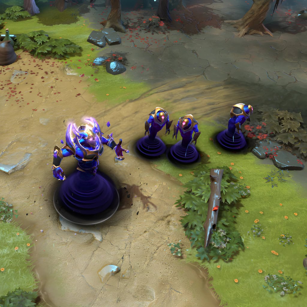 Enigma shown in-game wearing the Astral Terminus set. The exquisitely detailed gold plating, jagged violet crystal shards pulsing with energy, and custom armored Eidolons are clearly visible, showcasing the set's full cosmic impact.