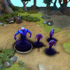 A gameplay screenshot of Enigma's default model in Dota 2. This serves as a baseline to contrast with the powerful, defined silhouette, custom finned Eidolons, and glowing teal gems of the Abyssal Vortex cosmetic set, blending aquatic horror with celestial authority.