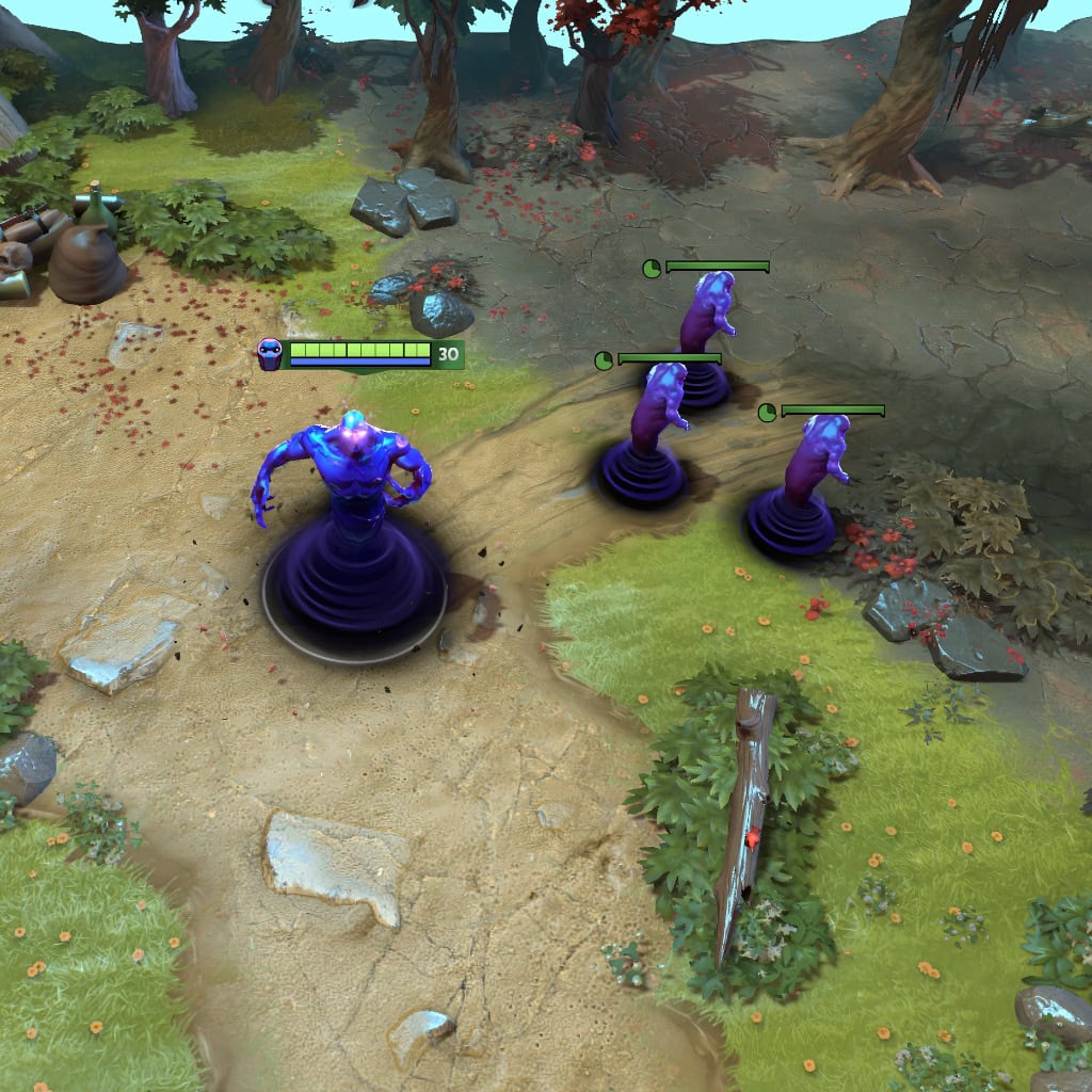 Gameplay screenshot of Enigma's default skin, for comparison with the Evolution of the Infinite set from the TI10 Collector's Cache II.