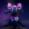 Image of the Evolution of the Infinite cosmetic set for Enigma, from The International 10 Collector's Cache II in Dota 2, featuring Enigma's internal nebula form, encased in a magnificent golden orrery armor with orbiting planets and pulsing blue energy cores.