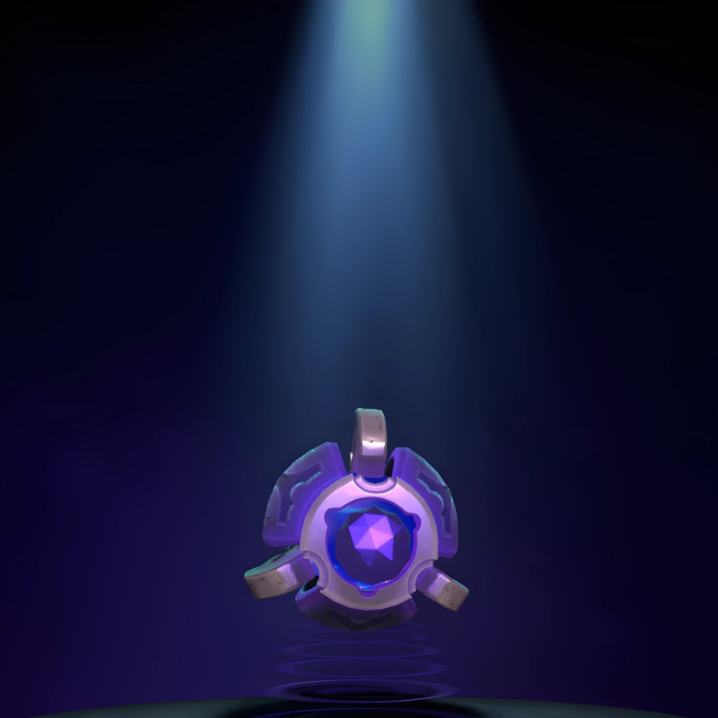 Custom Eidolon summon for Enigma's Graviton Blackguard set from the Dota 2 Cosmic 2025 Heroes Hoard. The model is an intricate, geometric construct with a large, glowing purple faceted gem at its core, replacing the standard spectral minion.