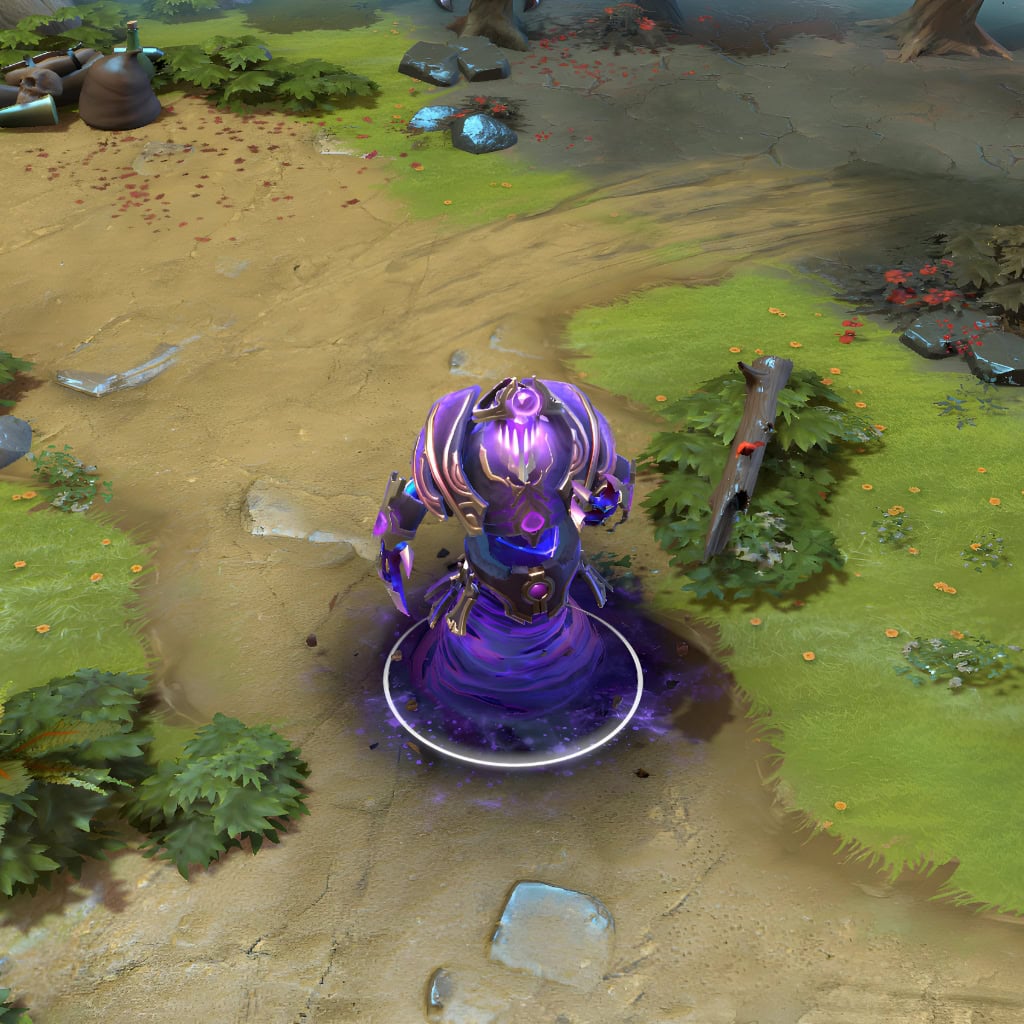 Enigma shown in-game wearing the Graviton Blackguard set. The ornate obsidian armor, floating celestial eye, and swirling nebular energy vortex are clearly visible, creating an imposing and unforgettable presence on the battlefield.