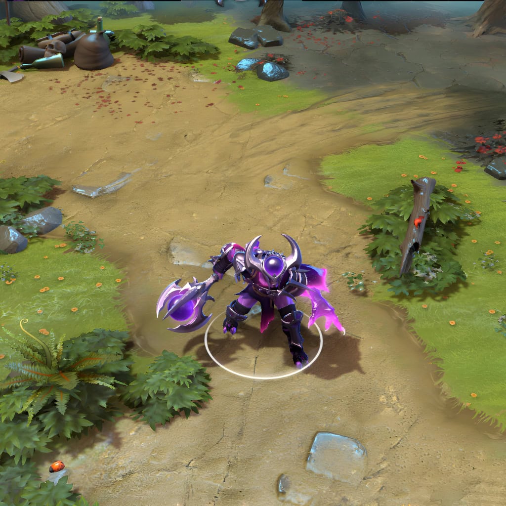 Faceless Void shown in-game wearing the Chrononaut Continuum set. The lunar-crescent helmet, pulsating void energy orb, glowing nebula cloak, translucent energy-forged limbs, and "Timeline Smasher" mace are clearly visible, showcasing the set's full impact and unique particle effects.