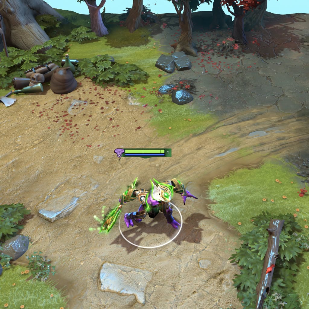 Faceless Void shown in-game wearing the Claszureme Incursion set. His dark, geometric armor plates glow with green energy, and the unique bio-mechanical helmet and the double-edged Axe of Claszureme with its glowing inscribed patterns are clearly visible, showcasing the set's formidable presence during gameplay.