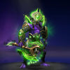 Faceless Void in the Claszureme Incursion set, featuring dark geometric armor with glowing green energy and the double-edged Axe of Claszureme.