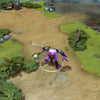A gameplay screenshot of Faceless Void's default model in Dota 2. This serves as a baseline to contrast with the enhanced in-game visuals, unique radiating purple alien hair, custom angular armor, and powerful verdant power mace of the Chines of the Inquisitor cosmetic set.