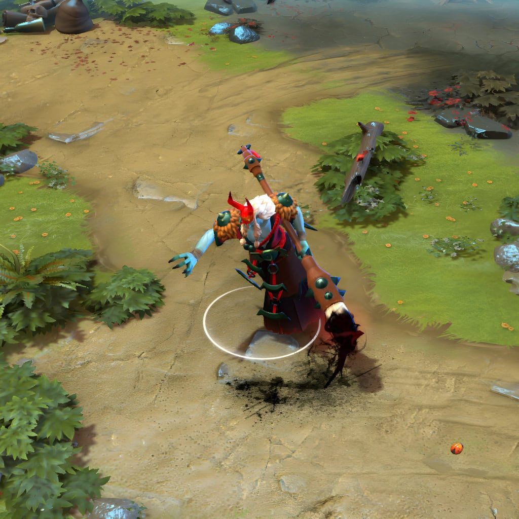 A gameplay screenshot of Grimstroke's default model in Dota 2. This serves as a baseline to contrast with the enhanced in-game visuals, unique conical hat, ornate robes, and powerful thematic elements of The Chained Scribe cosmetic set.