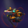 The default skin of Gyrocopter, shown for comparison with the Mechalodon Interdictor set. This highlights the complete transformation from his standard aircraft into a menacing, steampunk mechanical shark with a custom pilot model.