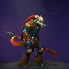 The default skin of Huskar, shown for comparison with the Sacred Chamber set. This highlights the transformation from his tribal warrior look to a deity-like protector with an Anubis warhelm, hieroglyphic armor, serpent-headed spears, and smoldering braids.