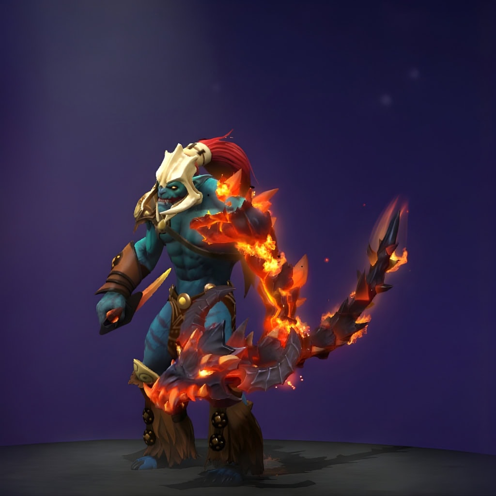 Dota 2 Immortal item, Draca Maw, is a Huskar weapon shaped like a dragon's head made of jagged metal with a molten core.