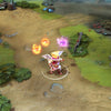 Invoker Kid Persona shown in-game wearing the Angel of Vex set. The divine wings, ornate robe, and unique animated elemental spirits for Exort (fiery), Wex (violet lightning), and Quas (icy-blue) are clearly visible, showcasing the set's full impact.