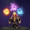 The default skin of Invoker Kid Persona, shown for comparison with the Angel of Vex set. This highlights the transformation into a cherubic force of nature with divine wings and orbs reimagined as animated elemental spirits.