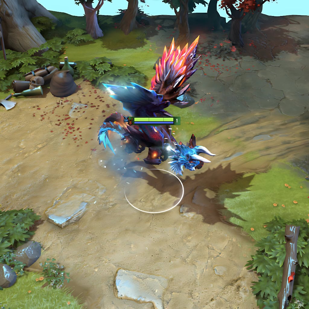 Gameplay screenshot showcasing the Fissured Flight set for Jakiro from The International 10 Collector's Cache.