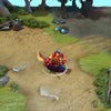 Juggernaut in-game wearing the Armor of the Unyielding Mask set from The International 2015 Collector's Cache. The crimson-and-gold mask, intricate layered armor with dark scale-like plating, and massive glowing curved blade are clearly visible, showcasing its powerful impact in combat.