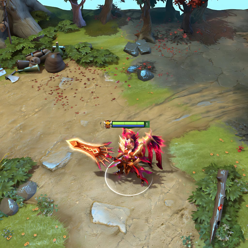 Legion Commander shown in-game wearing the Radiant Conqueror set. The resplendent golden armor, crested full-face helm, magnificent wing-styled war banner, and ornate battle halberd are all clearly visible, showcasing the set's commanding visual impact during gameplay.