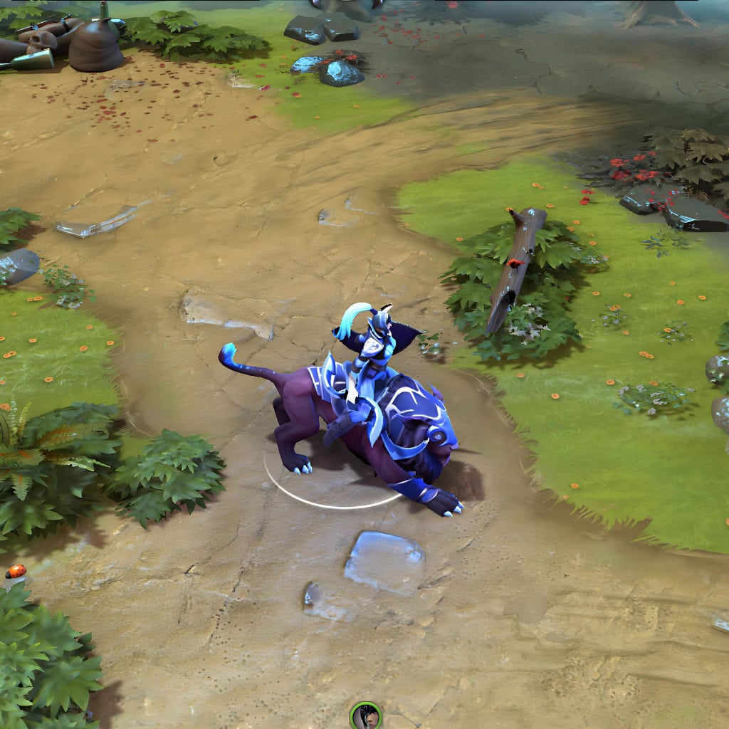 A gameplay screenshot of Luna's default model in Dota 2. This serves as a baseline to contrast with the enhanced in-game visuals and unique celestial aesthetic of the Leonid Luminosity cosmetic set.