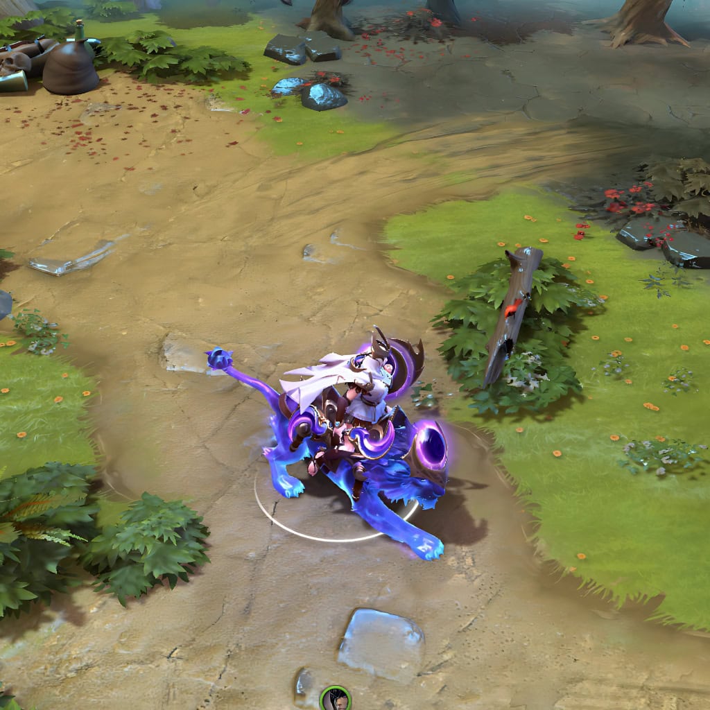 Luna shown in-game wearing the Leonid Luminosity set. The spectral lion mount glowing with a vibrant nebula effect, the white and gold armor, and the cosmic vortex shield pulsing with energy are clearly visible, showcasing the set's full impact.