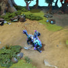 Luna shown in-game wearing the Shadowforce Gale set. The majestic abyssal sea dragon mount, masterfully crafted armor with a finned crest helmet, and matching glaive and shield are clearly visible, showcasing the set's full cohesive and striking artistry.