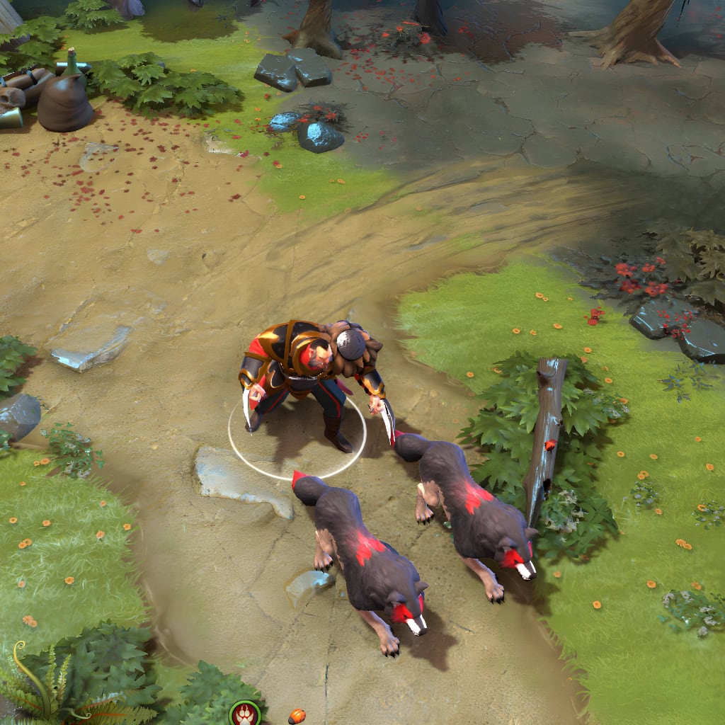 A gameplay screenshot of Lycan's default model in Dota 2. This serves as a baseline to contrast with the breathtaking custom Lupine Form, turning him into a monstrous, otherworldly beast with the Creed of the Skullhound set.