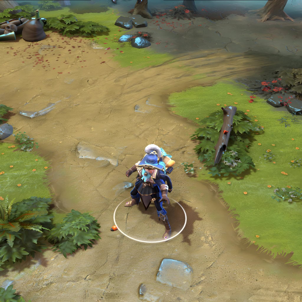 Marci shown in-game wearing the Cosmic Cartographer set. The blue and black greatcoat, feathered hat, spectacles, and detailed wicker backpack with a celestial atlas and baguette are clearly visible, showcasing the set's full impact and unique charm.